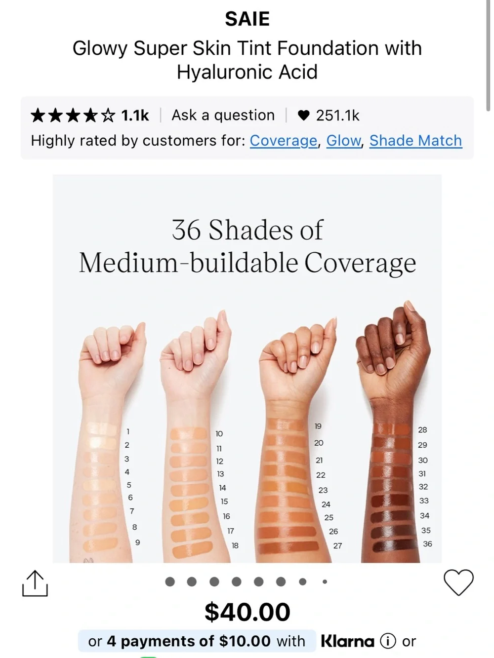BNIB Saie Glowy Super Skin Tint Foundation — 3